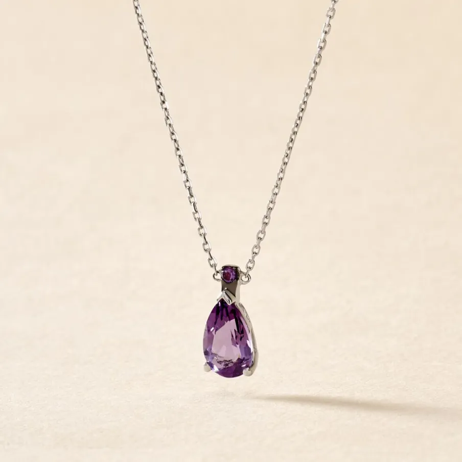 Histoire d'Or Collier Yrene Or Blanc Amethyste