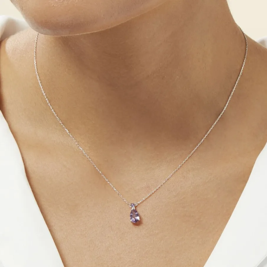 Histoire d'Or Collier Yrene Or Blanc Amethyste