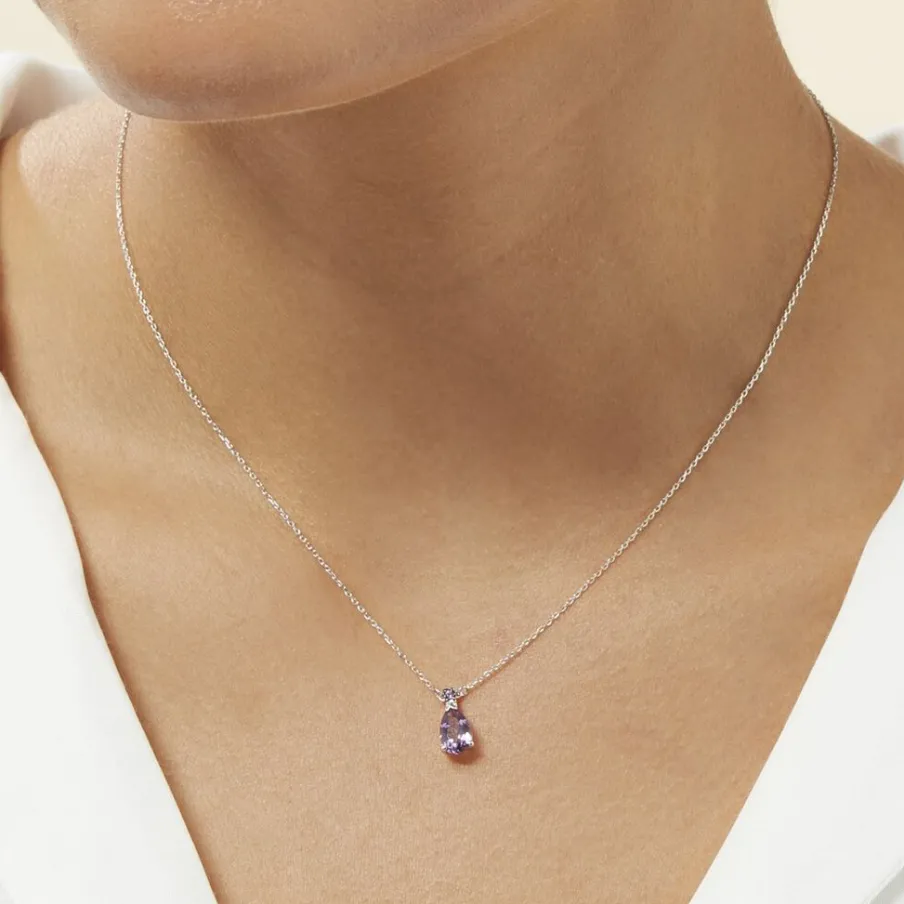 Histoire d'Or Collier Yrene Or Blanc Amethyste