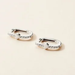 Histoire d'Or Creoles Argent Blanc Deep In Love Oxyde De Zirconium