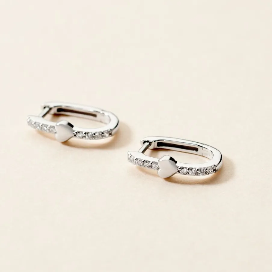 Histoire d'Or Creoles Argent Blanc Deep In Love Oxyde De Zirconium