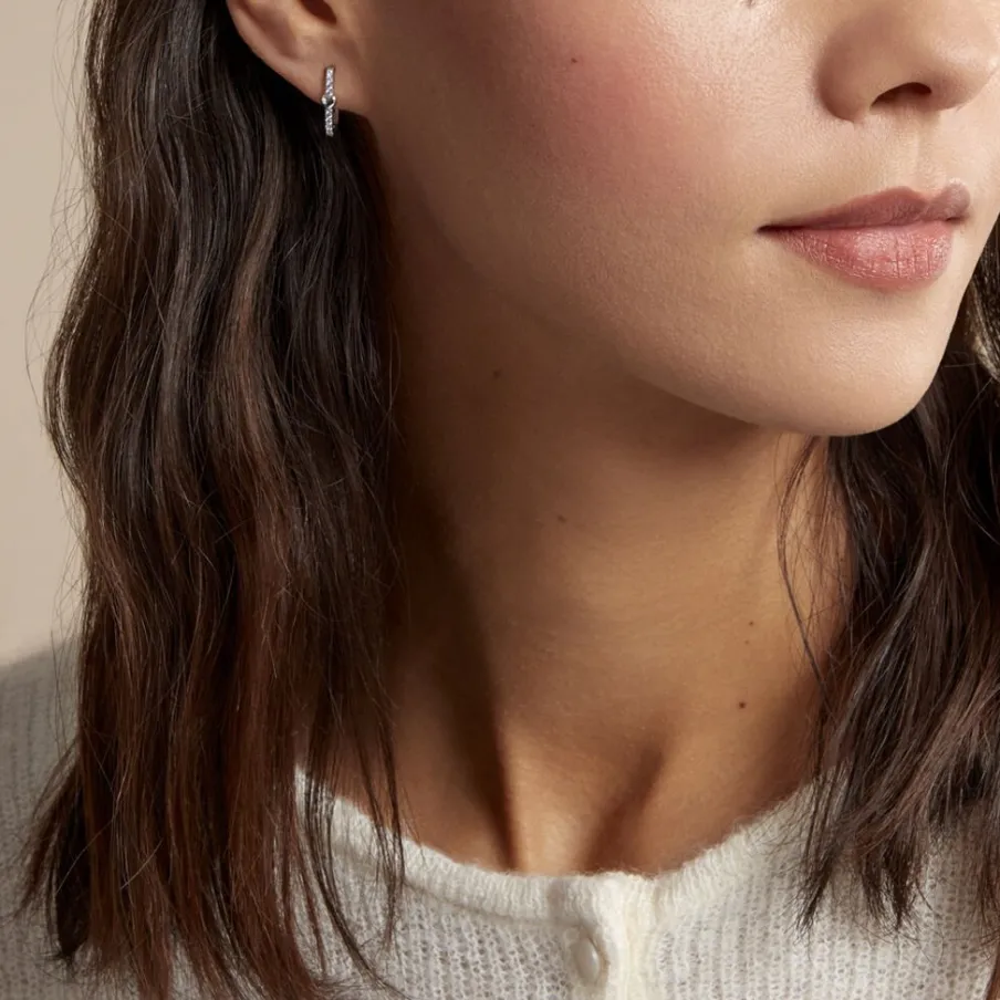 Histoire d'Or Creoles Argent Blanc Deep In Love Oxyde De Zirconium