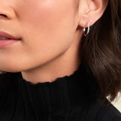 Histoire d'Or Créoles Ahab Argent Blanc Oxyde De Zirconium