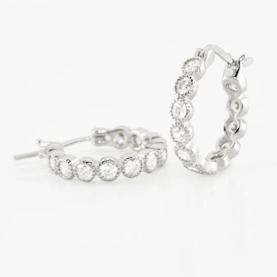 Histoire d'Or Créoles Argent Blanc Edoardo Oxydes De Zirconium