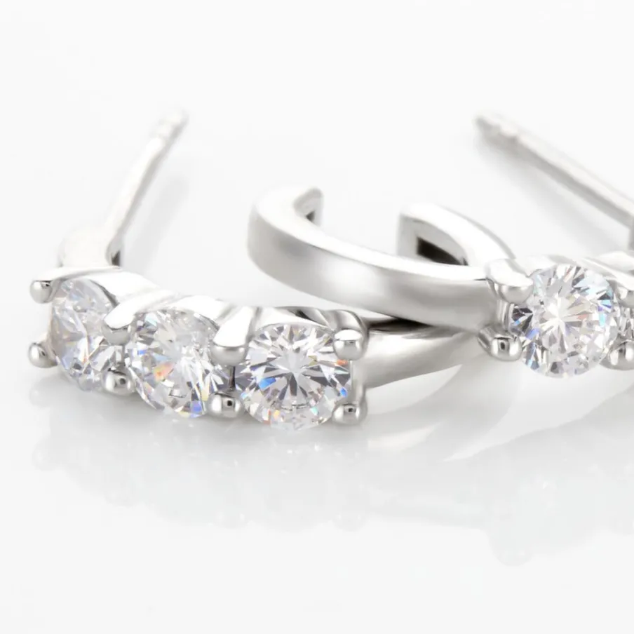 Histoire d'Or Créoles Argent Blanc Rosaure Oxydes De Zirconium