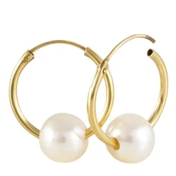 Histoire d'Or Créoles Baroque Baroques Or Jaune Perle De Culture