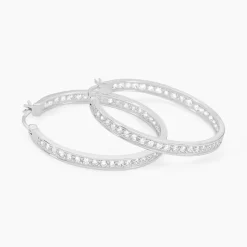 Histoire d'Or Créoles Classique Argent Blanc Django Oxyde De Zirconium