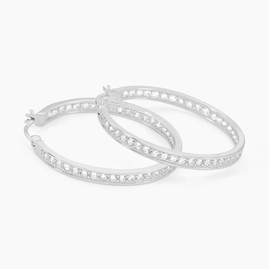 Histoire d'Or Créoles Classique Argent Blanc Django Oxyde De Zirconium