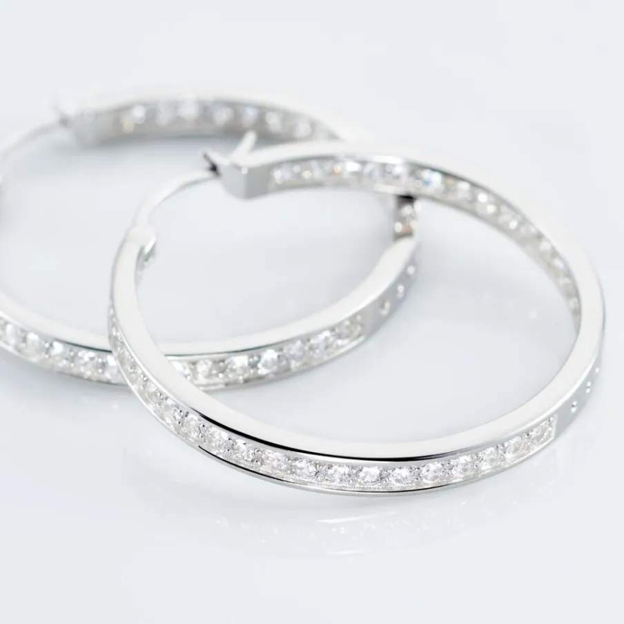 Histoire d'Or Créoles Classique Argent Blanc Django Oxyde De Zirconium