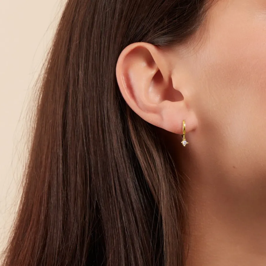 Histoire d'Or Créoles Claud Or Jaune Diamant Synthétique