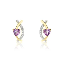 Histoire d'Or Créoles Clothilde Or Jaune Améthyste Oxyde De Zirconium