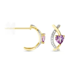 Histoire d'Or Créoles Clothilde Or Jaune Améthyste Oxyde De Zirconium