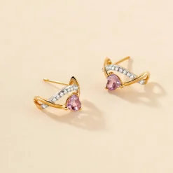 Histoire d'Or Créoles Clothilde Or Jaune Améthyste Oxyde De Zirconium