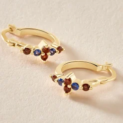 Histoire d'Or Créoles Céphée Plaqué Or Doré Pierres De Synthèses