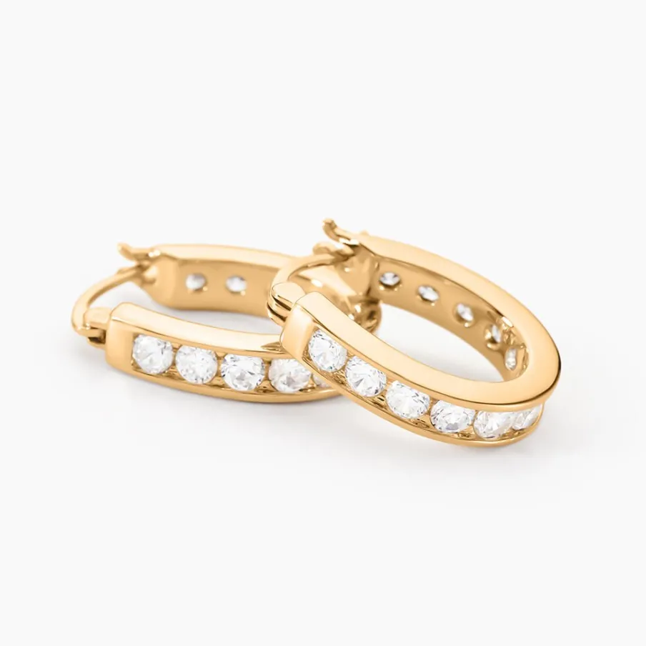 Histoire d'Or Créoles Doryne Plaqué Or Jaune Oxyde De Zirconium