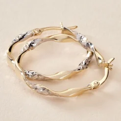 Histoire d'Or Créoles Eleanie Fil Vrille Or Bicolore