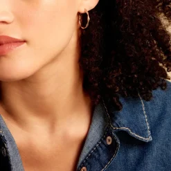 Histoire d'Or Créoles Eleanie Fil Vrille Or Bicolore