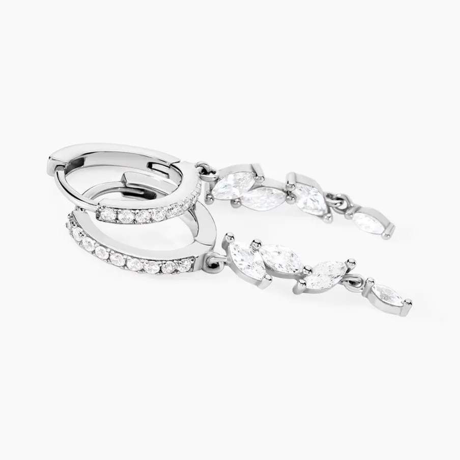 Histoire d'Or Créoles Elnore Argent Blanc Oxyde De Zirconium