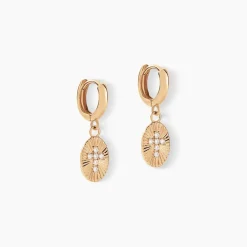 Histoire d'Or Créoles Embrasement Plaqué Or Jaune Oxyde De Zirconium