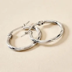 Histoire d'Or Créoles Esaias Acier Blanc