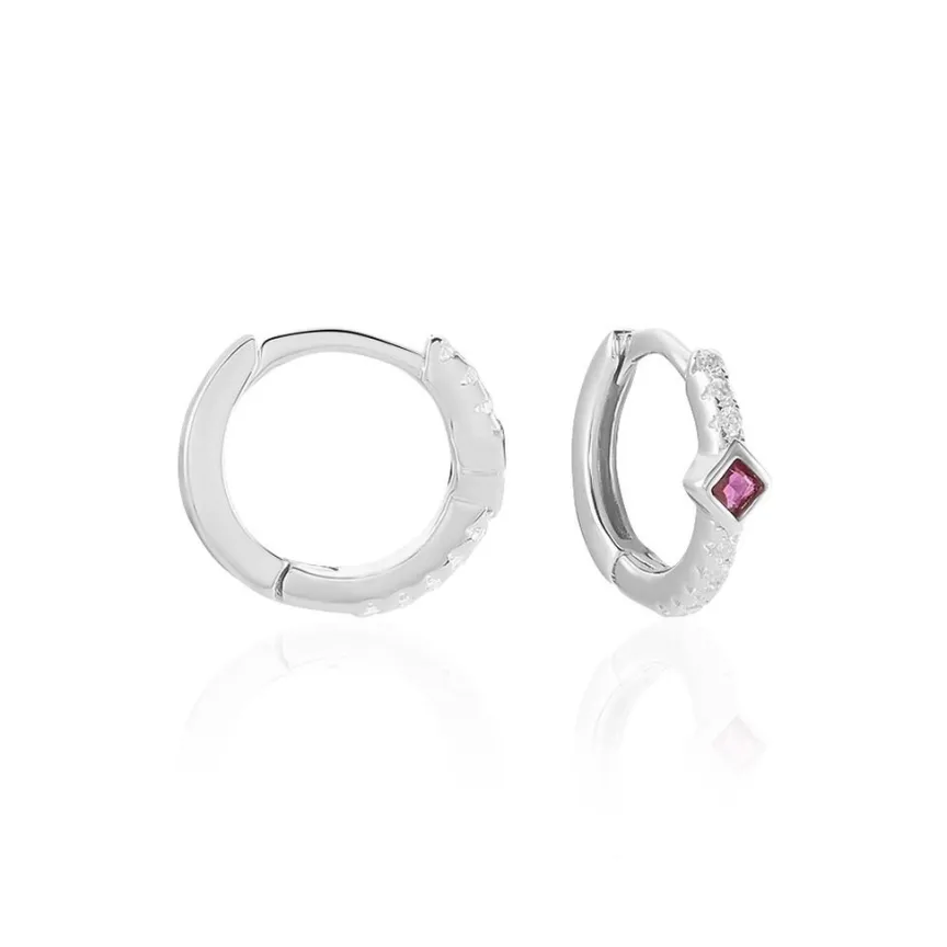 Créoles Fane Argent Rhodié Oxyde De Zirconium-Histoire d'Or New