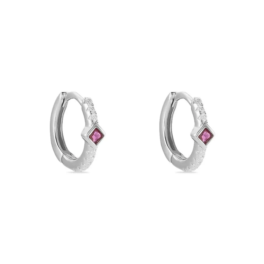 Créoles Fane Argent Rhodié Oxyde De Zirconium-Histoire d'Or New