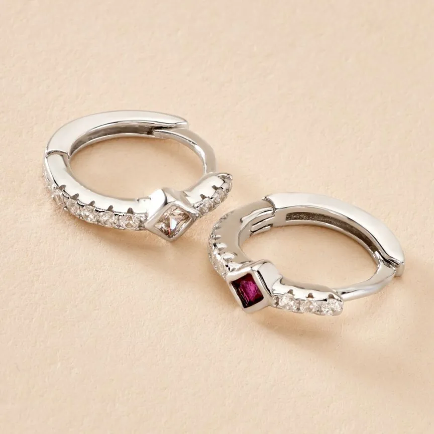 Créoles Fane Argent Rhodié Oxyde De Zirconium-Histoire d'Or New