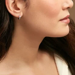 Créoles Fane Argent Rhodié Oxyde De Zirconium-Histoire d'Or New