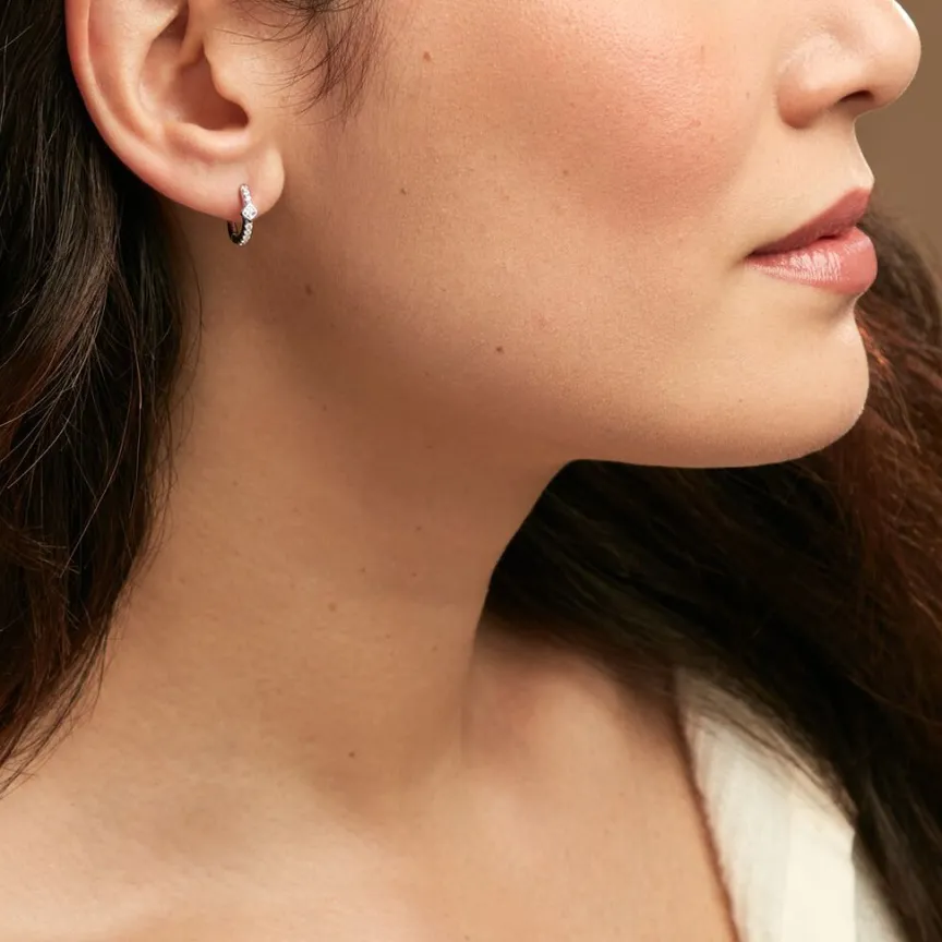 Créoles Fane Argent Rhodié Oxyde De Zirconium-Histoire d'Or New