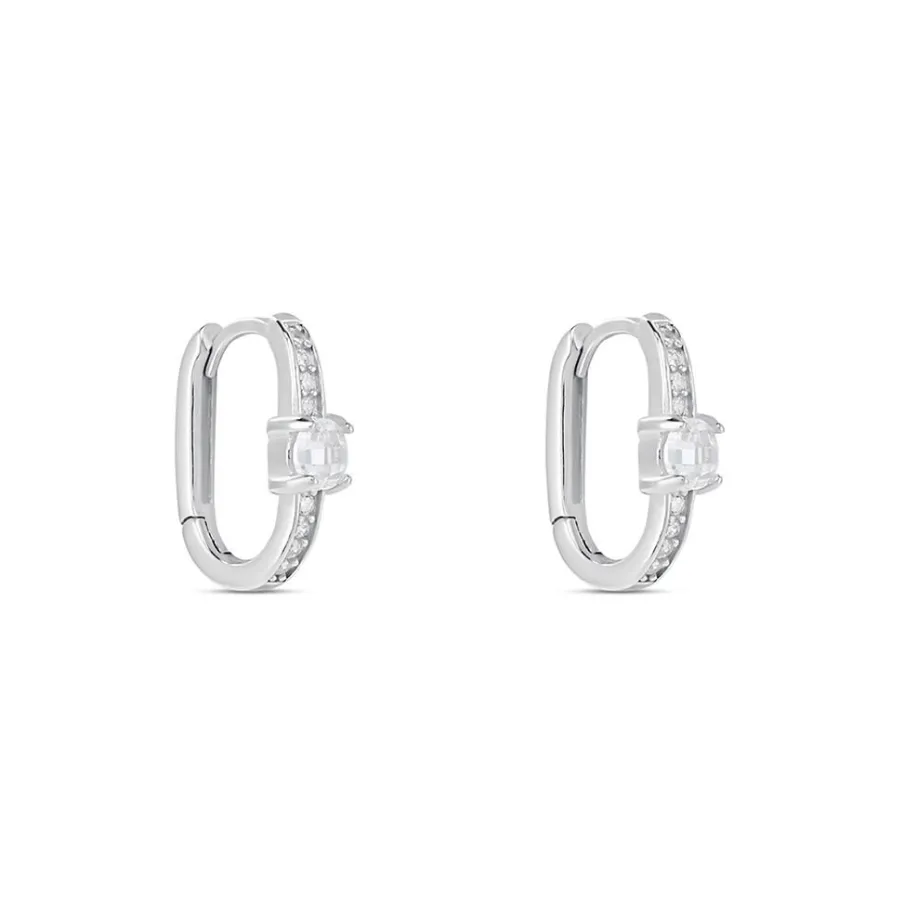 Histoire d'Or Créoles Francene Argent Blanc Oxyde De Zirconium