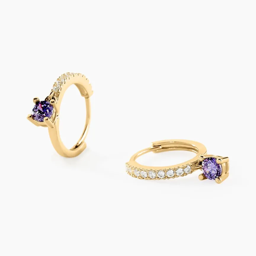 Créoles Grazyna Or Jaune Améthyste Oxyde De Zirconium-Histoire d'Or Hot