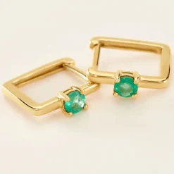 Histoire d'Or Créoles Harmonie Or Jaune Emeraude