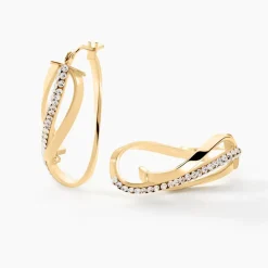 Histoire d'Or Créoles Hilharriette Or Jaune Strass