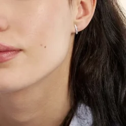 Histoire d'Or Créoles Jacoba Rondes Or Blanc Oxyde De Zirconium