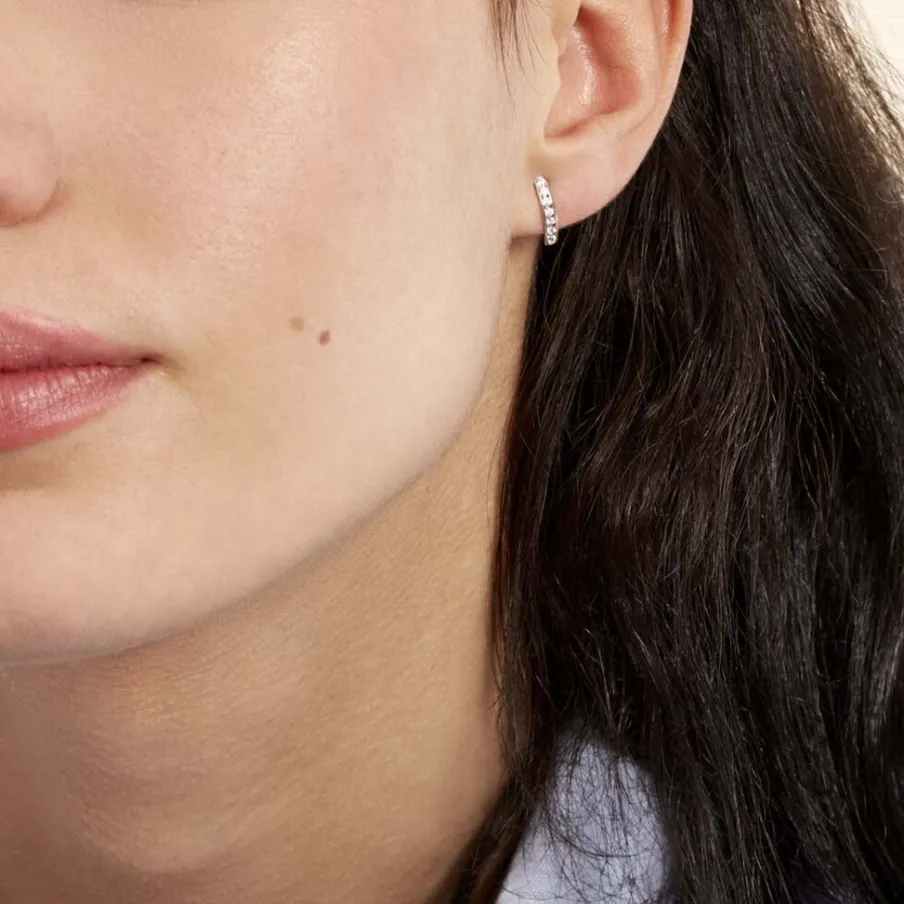 Histoire d'Or Créoles Jacoba Rondes Or Blanc Oxyde De Zirconium