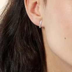 Histoire d'Or Créoles Jacoba Rondes Or Blanc Oxyde De Zirconium