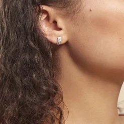 Histoire d'Or Créoles Jacobee Rondes Or Blanc Oxyde De Zirconium