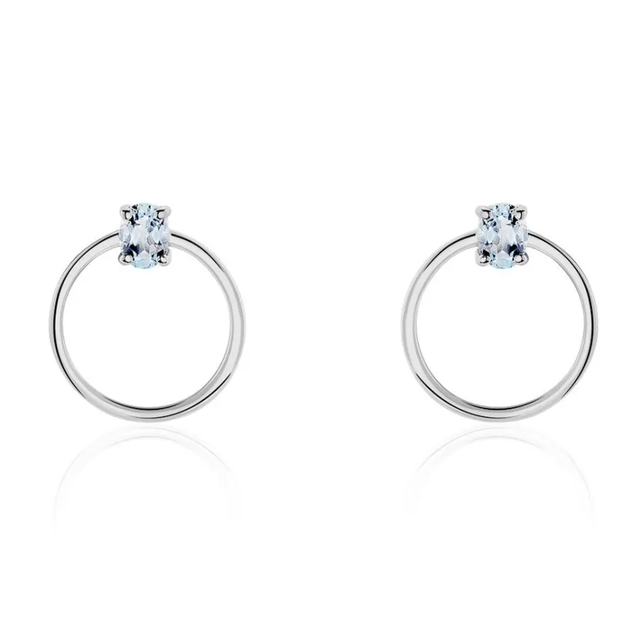 Histoire d'Or Créoles Kip Or Blanc Topaze