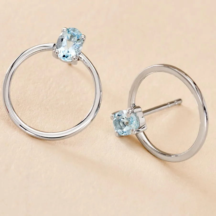 Histoire d'Or Créoles Kip Or Blanc Topaze