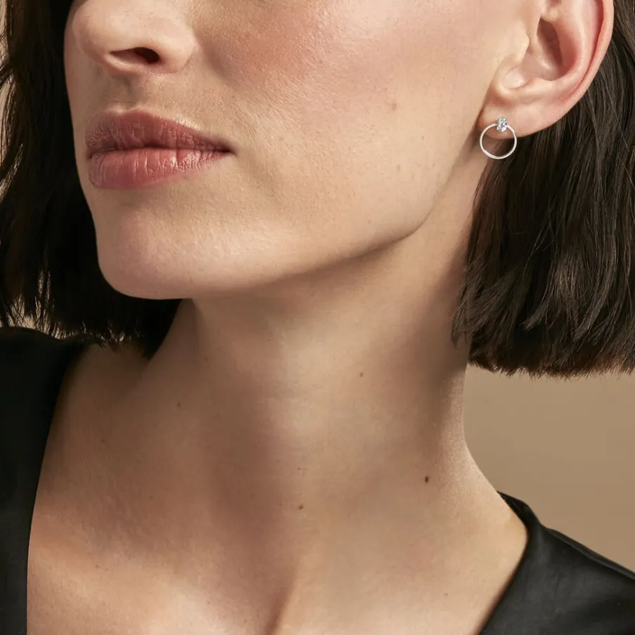 Histoire d'Or Créoles Kip Or Blanc Topaze