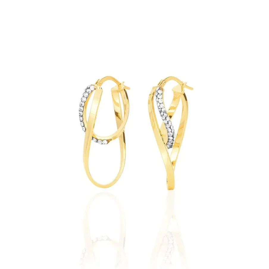 Histoire d'Or Créoles Luna Or Jaune Strass