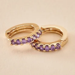 Histoire d'Or Créoles Marty Plaqué Or Jaune Spinelle Synthétique