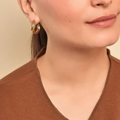 Histoire d'Or Créoles Myriane Acier Doré