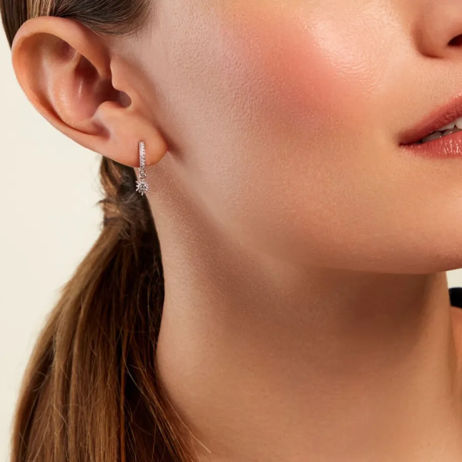 Histoire d'Or Créoles Ninette Argent Blanc Oxyde De Zirconium