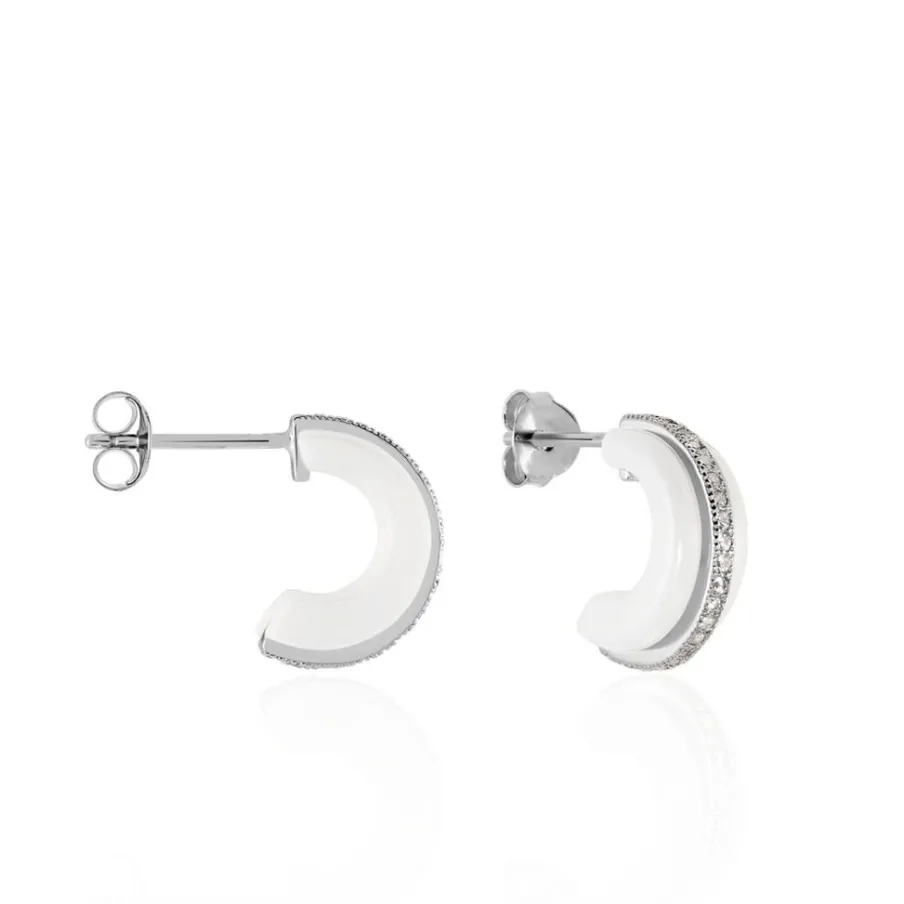 Histoire d'Or Créoles Noci Argent Blanc Céramique Et Oxyde De Zirconium