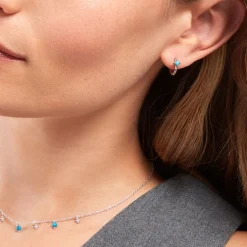 Histoire d'Or Créoles Ocean Argent Blanc Turquoise