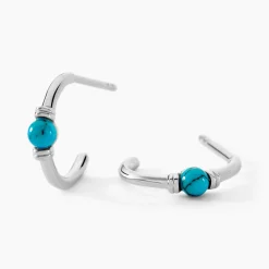 Histoire d'Or Créoles Ocean Argent Blanc Turquoise