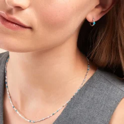 Histoire d'Or Créoles Ocean Argent Blanc Turquoise