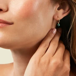 Histoire d'Or Créoles Ondée Or Jaune Malachite