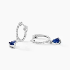 Histoire d'Or Créoles Or Blanc Saphir Et Diamants